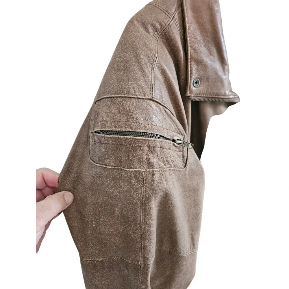 Adventure Bound Originals Mens Brown Leather Bomber Jacket Thinsulate 2X Vintage